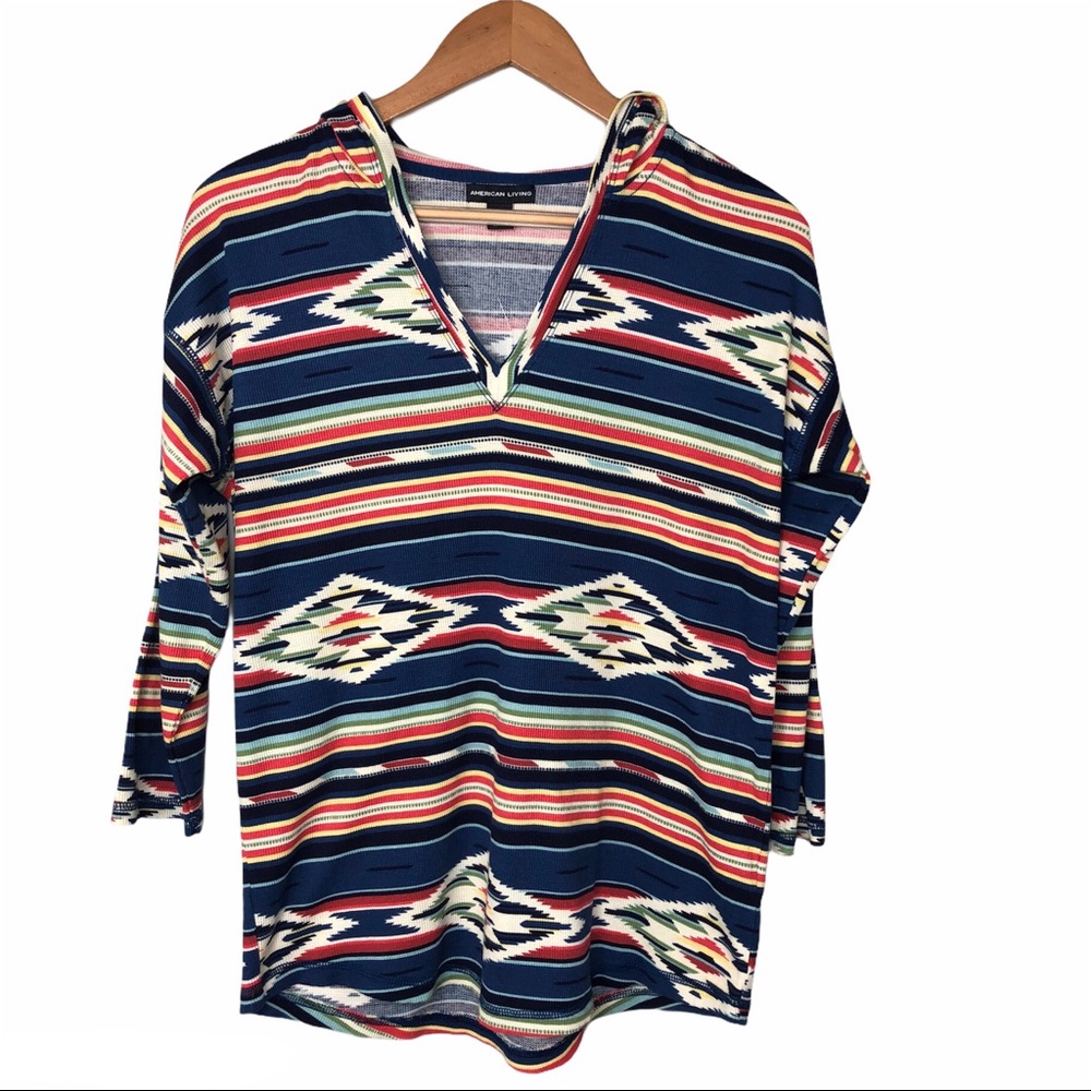 American Living Southwestern Print Long Sleeve Top